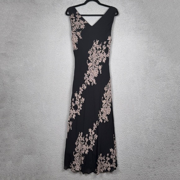 Eva Blue Dress Women 14 Black Tan Floral Sleeveless Y2K Sequin Evening Going Out - Picture 2 of 9